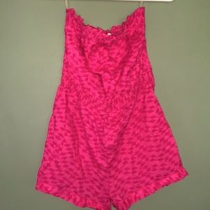 Pink strapless romper